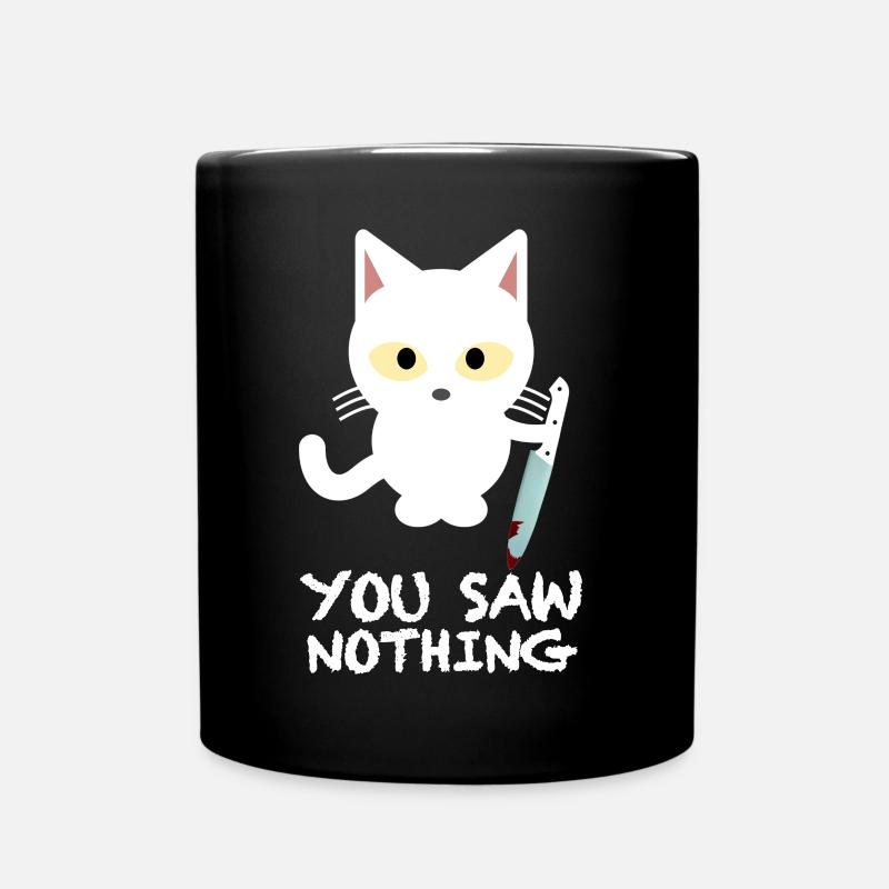 Vous n’avez rien vu | Chat, couteau - Mug uni - noir