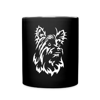 Yorkshire Terrier Kopf "Black Edition" - Tasse einfarbig - Schwarz - Vorne