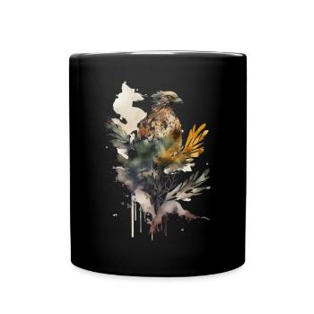 Buzzard Abstract | Fantasy Watercolor Art Style - Full Colour Mug - black - Front