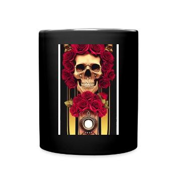 Abstract skull with roses - Full Colour Mug - black - Front