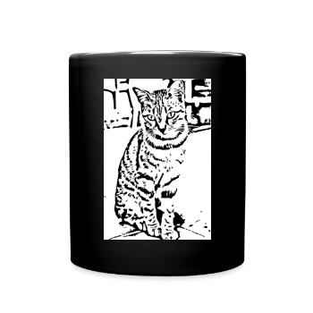 Cadeau de la chemise noire et blanche pour chat - Mug uni - noir - Devant