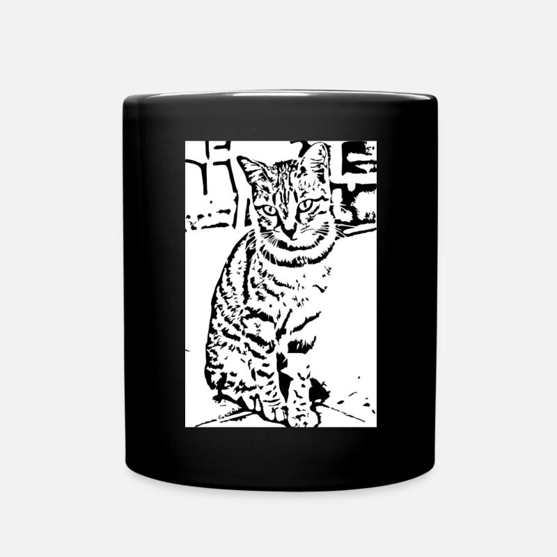Katze schwarzweiß Katzenshirt Geschenk  - Tasse einfarbig - Schwarz