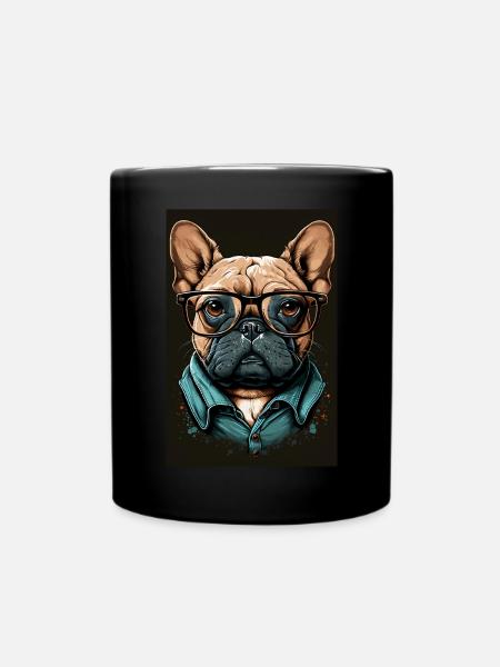 Mops Französische Bulldogge Besserwisser Brille - Tasse einfarbig - Schwarz