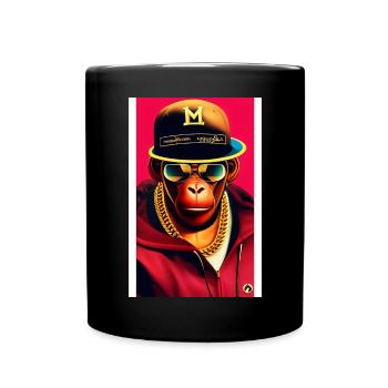 Singe cool avec chaîne en or - Mug uni - noir - Devant