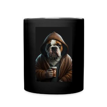 Bulldog morning grouch coffee colleague office - Full Colour Mug - black - Front