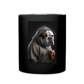 Bulldog morning grouch coffee colleague office - Full Colour Mug - black - Front