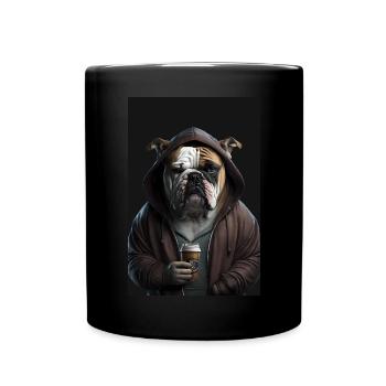 Bulldog morning grouch coffee colleague office - Full Colour Mug - black - Front