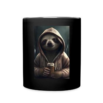 Faultier Morgenmuffel Kaffee Kollege Büro - Tasse einfarbig - Schwarz - Vorne