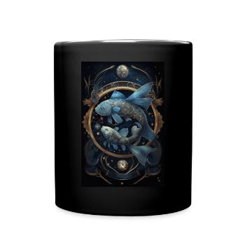 Sternzeichen Fische - Tasse einfarbig - Schwarz - Vorne