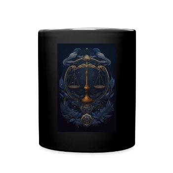 Waage - Tasse einfarbig - Schwarz - Vorne