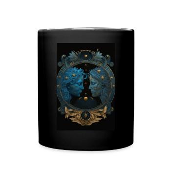 Sternzeichen Zwilling - Tasse einfarbig - Schwarz - Vorne
