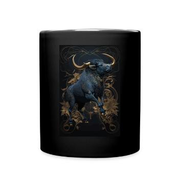 Stier - Tasse einfarbig - Schwarz - Vorne