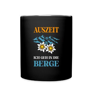 Auszeit ich geh in die Berge - Tasse einfarbig - Schwarz - Vorne