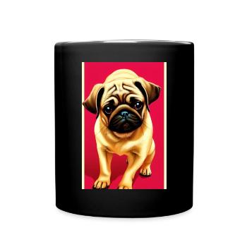 Mops Hund - Tasse einfarbig - Schwarz - Vorne