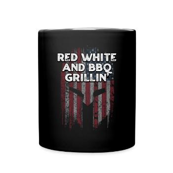 Rouge Blanc et barbecue Grillin 4th of July Party - Mug uni - noir - Devant