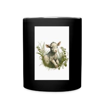 Baby goat in gras Little lamp for Easter - Tasse einfarbig - Schwarz - Vorne
