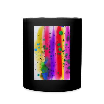 Farbspritzer und Linien - Tasse einfarbig - Schwarz - Vorne