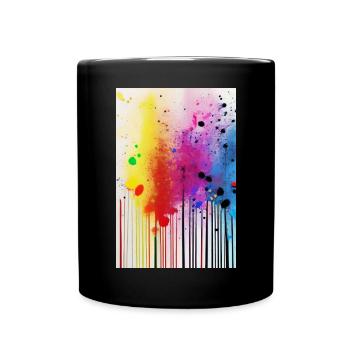 Farbspritzer und Linien - Tasse einfarbig - Schwarz - Vorne