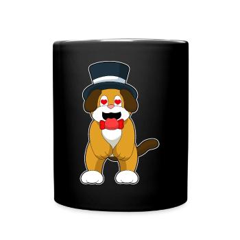Hund Bräutigam Zylinder Hochzeit - Tasse einfarbig - Schwarz - Vorne