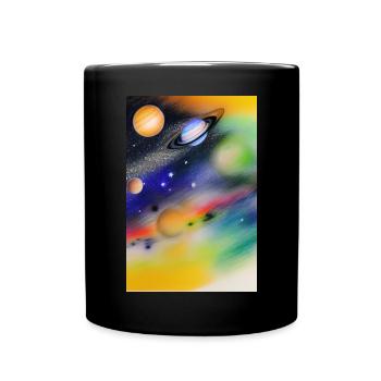 Weltall und Planeten - Tasse einfarbig - Schwarz - Vorne