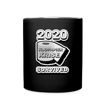 2020 Klopapier Krise Überlebt - Tasse einfarbig - Schwarz - Vorne