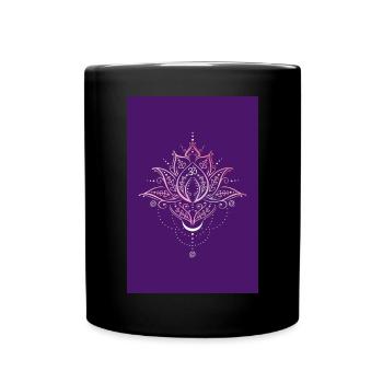 Fiore di loto di loto con simbolo Om e luna - Tazza monocolore - nero - Fronte
