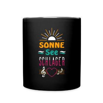 Sonne See und Schlager - Tasse einfarbig - Schwarz - Vorne