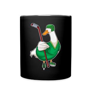 Ente Eishockey Eishockeyschläger - Tasse einfarbig - Schwarz - Vorne