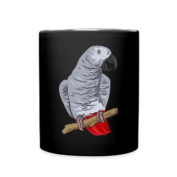 Graupapagei African Grey Parrot Papagei - Tasse einfarbig - Schwarz - Vorne