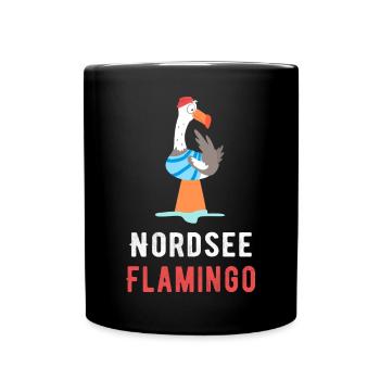 Nordsee Flamingo Moin Möwe - Tasse einfarbig - Schwarz - Vorne