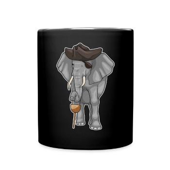 Elefant Pirat Holzbein Augenklappe - Tasse einfarbig - Schwarz - Vorne