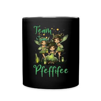 Team Pfeffifee Pfefferminz Likör Saufen JGA - Tasse einfarbig - Schwarz - Vorne