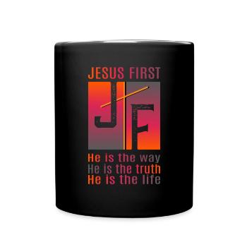 Jesus first - Tasse einfarbig - Schwarz - Vorne