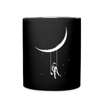 Astronaut swings under the Moond street art style - Full Colour Mug - black - Front
