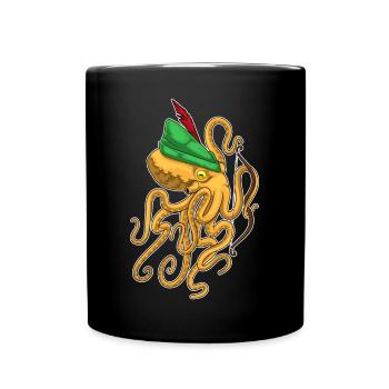 Krake Bogenschütze Bogen - Tasse einfarbig - Schwarz - Vorne