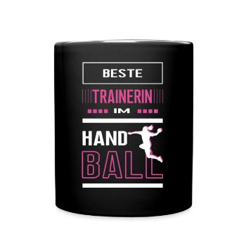 Handball Trainerin beste Handballtrainerin Frauen - Tasse einfarbig - Schwarz - Vorne
