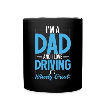 Auto fahren Wortspiel lustig Papa Witz Vatertag - Tasse einfarbig - Schwarz - Vorne