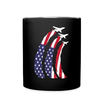 Airplanes American flag - Full Colour Mug - black - Front