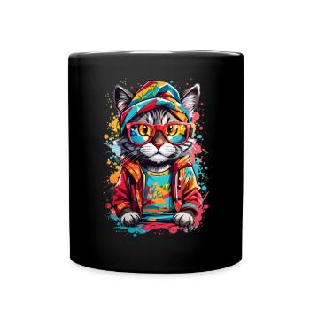 Coole Katze - Tasse einfarbig - Schwarz - Vorne