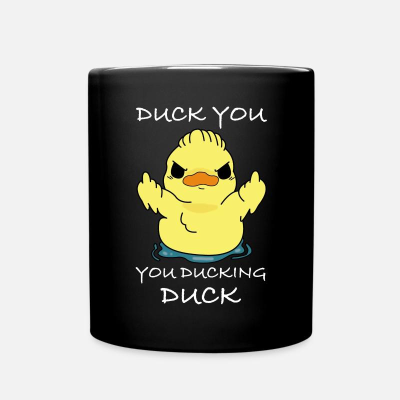 Rebellious Duck | Middle fingers, funny sayings - Full Colour Mug - black