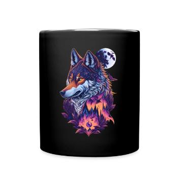 Wolf - Tasse einfarbig - Schwarz - Vorne