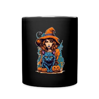 Halloween Sorcière Chat Noir - Mug uni - noir - Devant