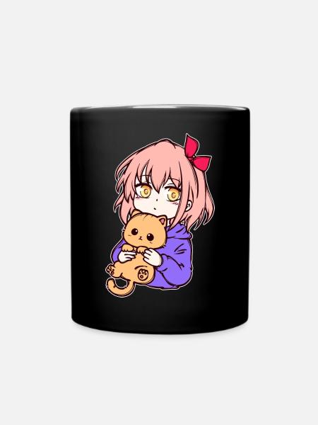 Anime Mädchen Manga Zeichentrick Comic Mangastyle - Tasse einfarbig - Schwarz