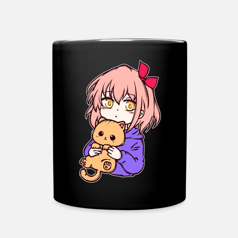 Anime Mädchen Manga Zeichentrick Comic Mangastyle - Tasse einfarbig - Schwarz