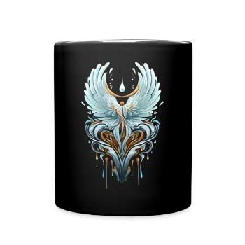 Celestial Swan with Ethereal Wings - Full Colour Mug - black - Front