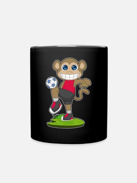 Monkey Soccer Player Soccer - Full Colour Mug - black