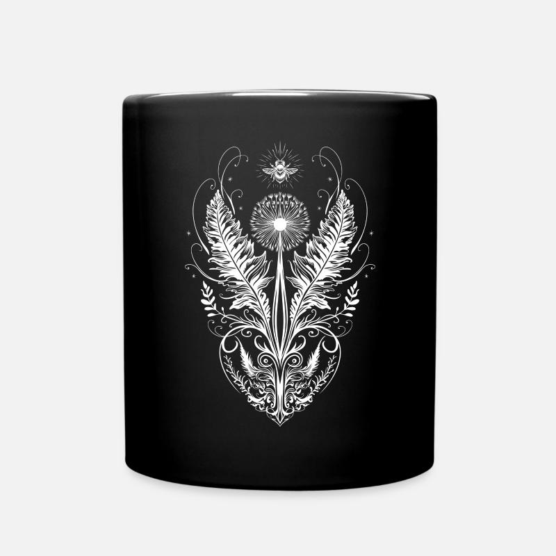 Pissenlit cœur d’abeille art botanique - Mug uni - noir
