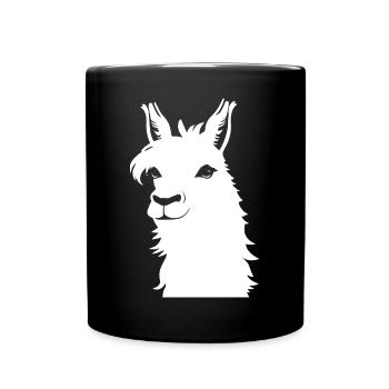 Lustige Lama-Silhouette Freche Spaß-Lamas - Tasse einfarbig - Schwarz - Vorne