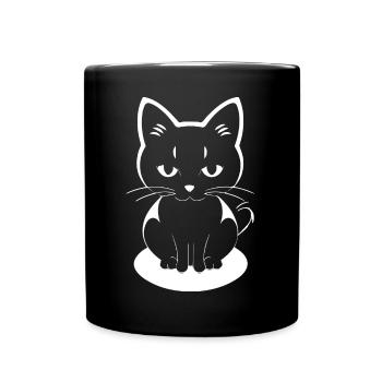 Funny Cat Silhouette Cheeky Fun Cats - Full Colour Mug - black - Front
