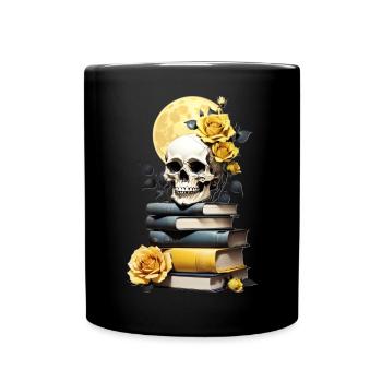 Pile de livres avec crâne - Mug uni - noir - Devant